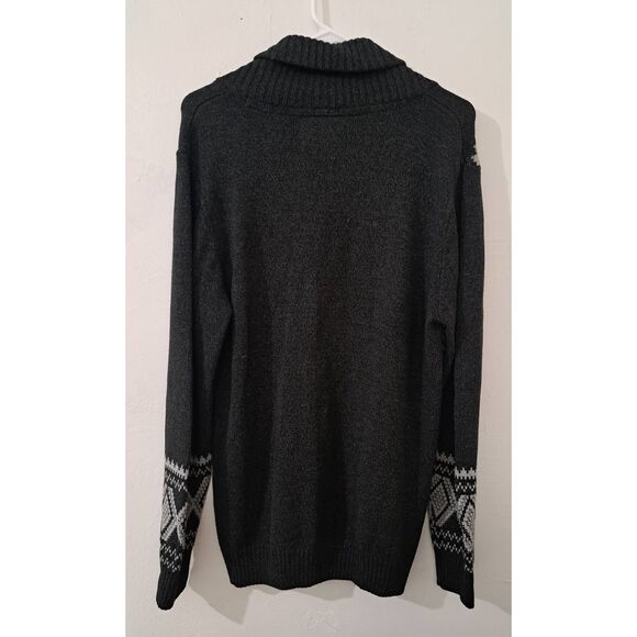 Urban pipeline mens medium shawl collar neck sweater gray Aztec western - Picture 3 of 8